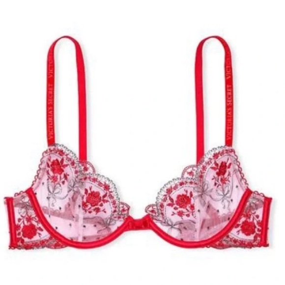 New! Victoria’s Secret floral embroidered low cut demi bra 4913 - Picture 1 of 8